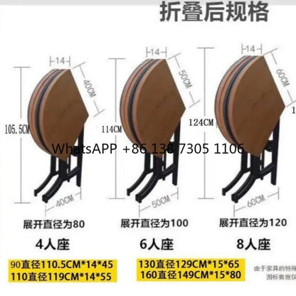 Modern simple solid wood round folding dining table multi-functional wrought iron household small apartment