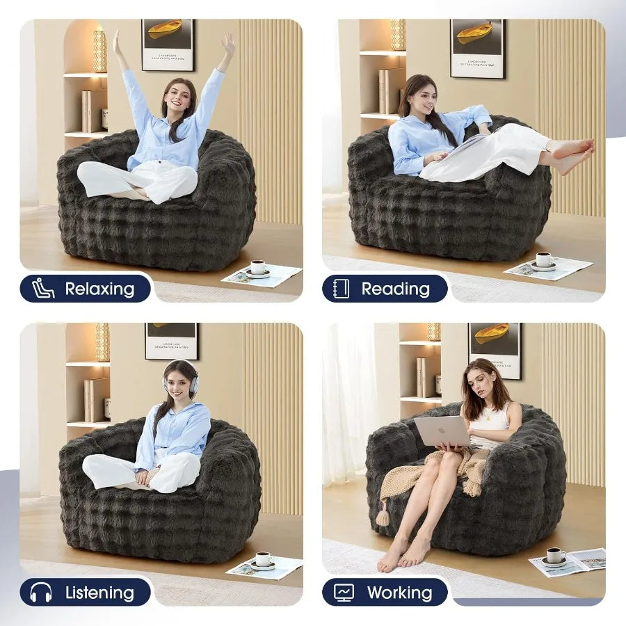 Giant Bean Bag Chair Oversized for Living Room or Bedroom Relaxation with Premium Memory Foam Filler and Durable Fabric Cover I