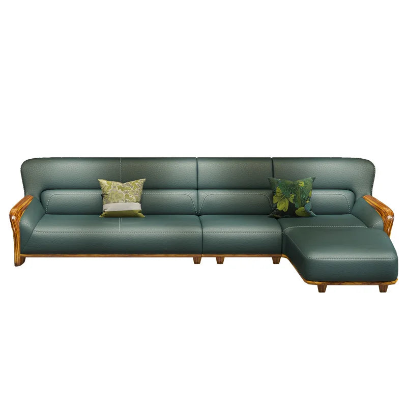 Leather sofa combination home living room corner first layer cowhide modern new Chinese furniture