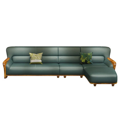 Leather sofa combination home living room corner first layer cowhide modern new Chinese furniture