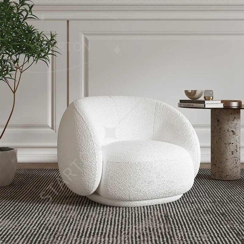 Round Teddy Sofa Lounge Nut Circle Curved Sofa Couch White Modern Sofas