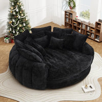 82'' Oversized Upholstered Sofa Bed, Round Chaise Lounge Chair Indoor, Modern Chenille Boneless Couch, No Assembly Required
