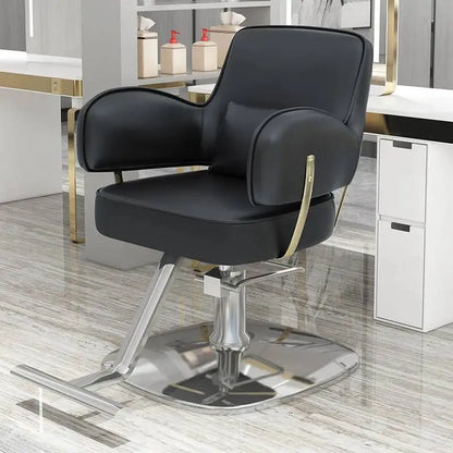 Round Chair Professional Barber Chairs Mirror Hair Salon Women's Beauty Men's Shaving Rotating Ergonomic Wheels Reclining Silla
