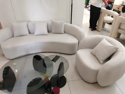 Curved Living Room Sofas Living Room Furniture Cream Style Beauty Salon Sofa Clothing Store Rest Area Reception Sofab