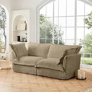 83.4” L-Shaped Comfy 2-Seat Sofa Couch Upholstered Deep Seat Couches With