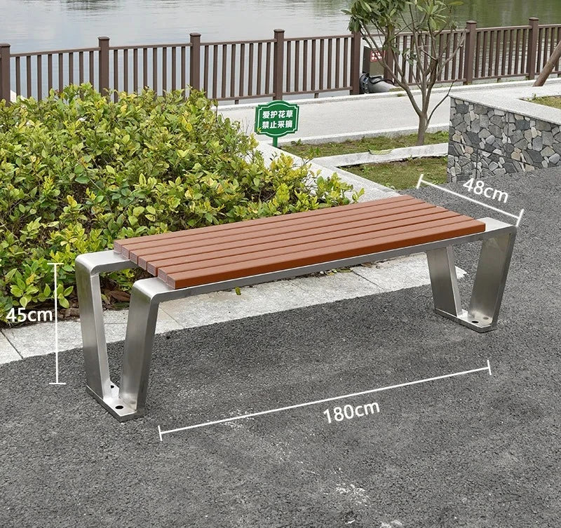 Dossier de jardin en fer forgé, banc de loisirs solide Anti-Corrosion, banc d'extérieur moderne en acier inoxydable, plastique et bois, Patio Park