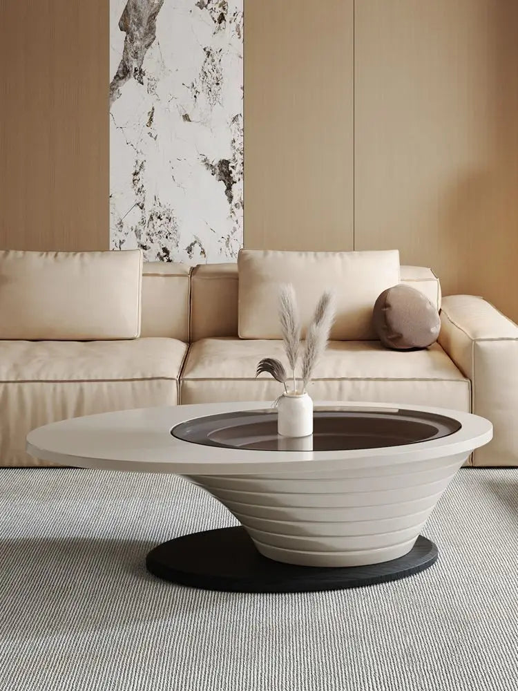 Table basse de salon célèbre sur Internet, nouvelle Table à thé ovale en verre minimaliste et Simple