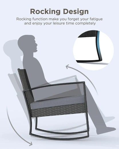 utdoor Rattan Conversation with Coffee Table for Garden Balcony Backyard Poolside (Grey Cushion)