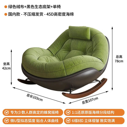 Modern Teddy Fleece Rocking Chair Upholstered Leisure Rocker Lounge Chair For Living Room Bedroom Balcony