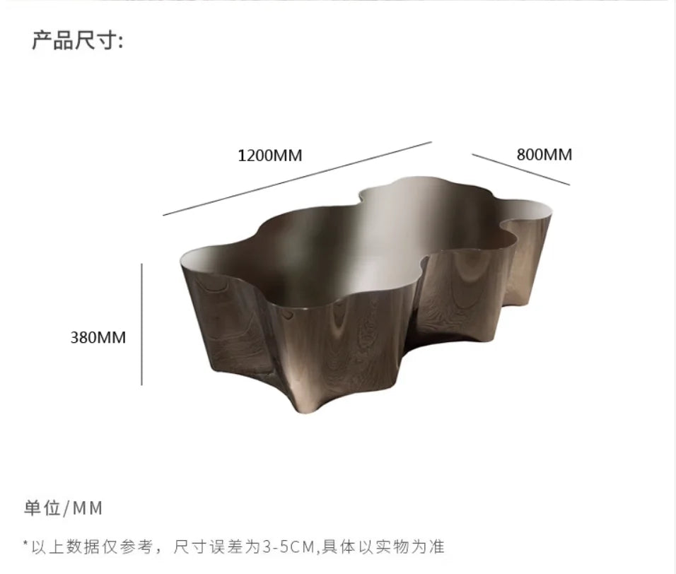 Light luxury stainless steel special-shaped coffee table high-end mirror business negotiation coffee table art