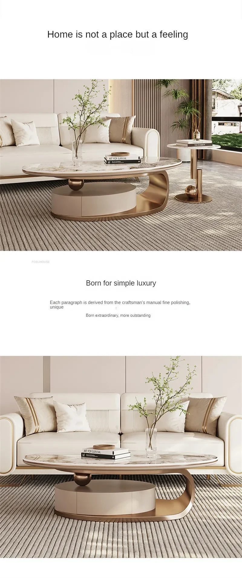 Nordic Light Luxury Designer Oval Coffee Table Rock Board Coffee Tables for Living Room Simple Storage Side Table Home Furniture