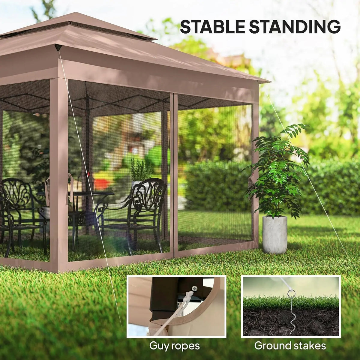 11x11 Pop Up Canopy Gazebo w/ Removable Netting Instant Event Tent 114sqft Shade Carry Bag Backyard Garden, Custom