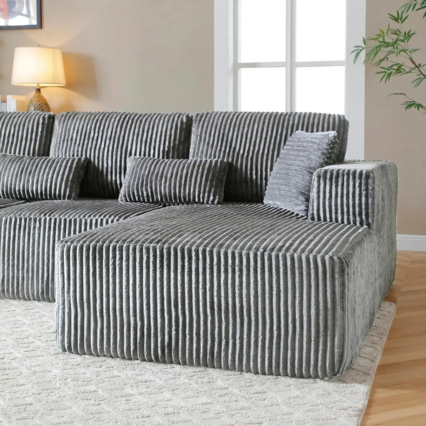 L-Shaped Modular Cloud Sofa with Chaise & Deep Seats