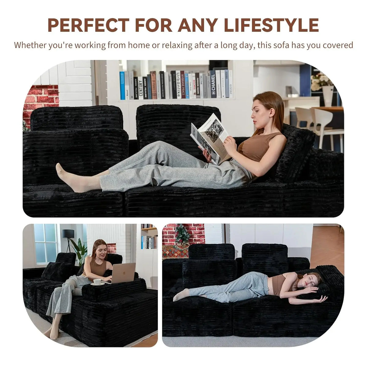113'' Modular Sectional Boneless Sofa, Oversized Chaise Lounge with Deep Seats, Modular Cloud Sleeper Sofa, No, Customized