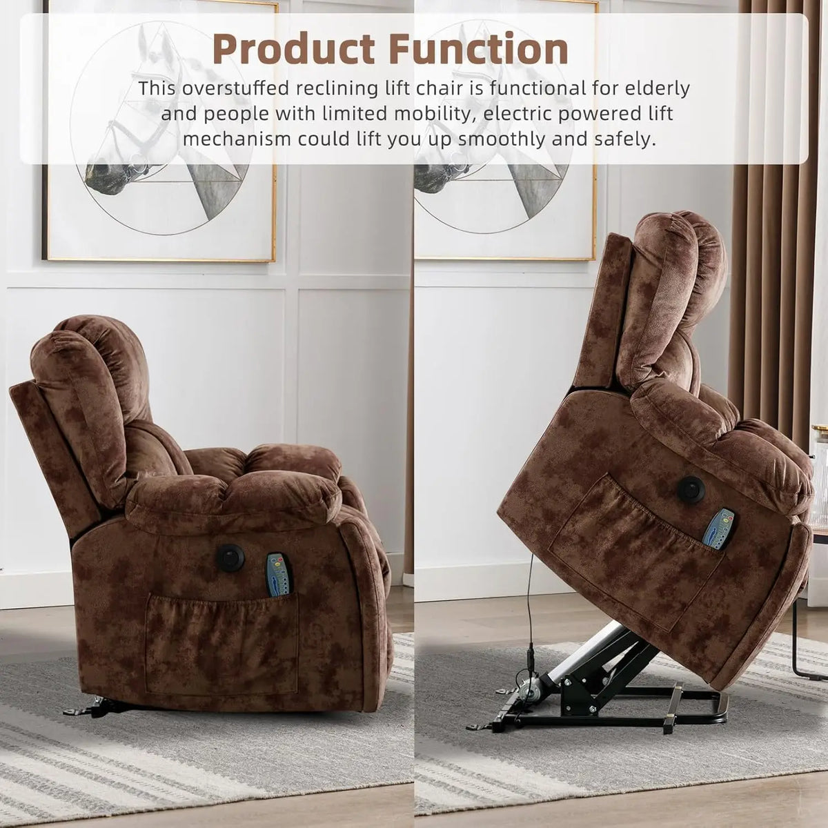 Large Power Lift Recliner with Massage and Heat for Elderly, Heavy Duty Lift Recliner for Seniors with USB Port, 2, Customized