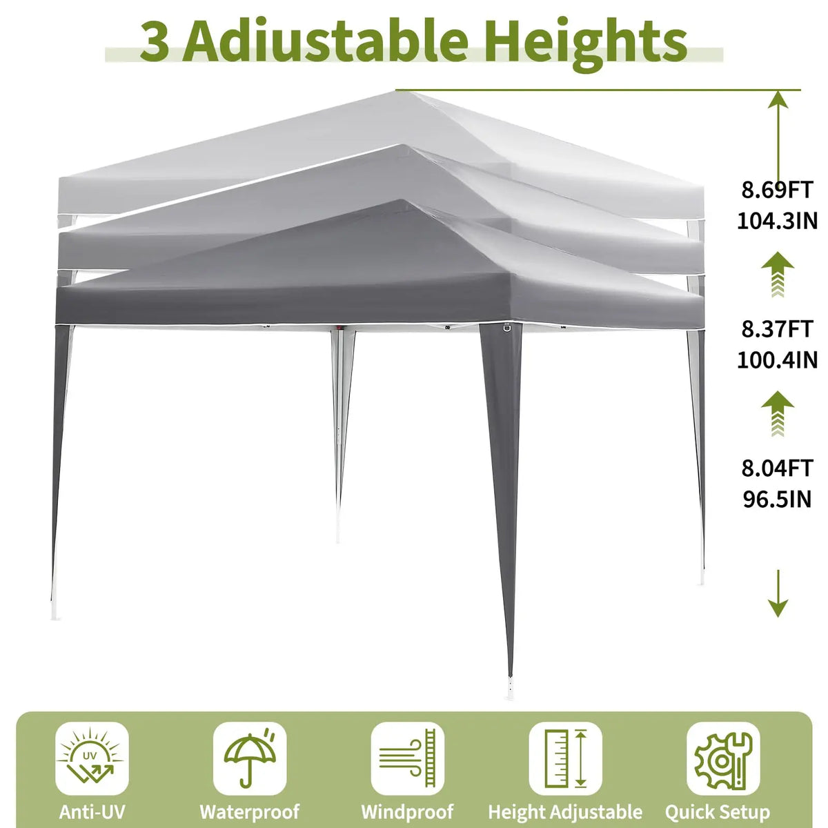 10x10FT Pop Up Canopy Tent With 4 Sidewalls, UV Protection Portable Outdoor Gazebo WIth Roll-Up Windows For Camping, Backyard, P