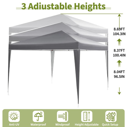 10x10FT Pop Up Canopy Tent With 4 Sidewalls, UV Protection Portable Outdoor Gazebo WIth Roll-Up Windows For Camping, Backyard, P