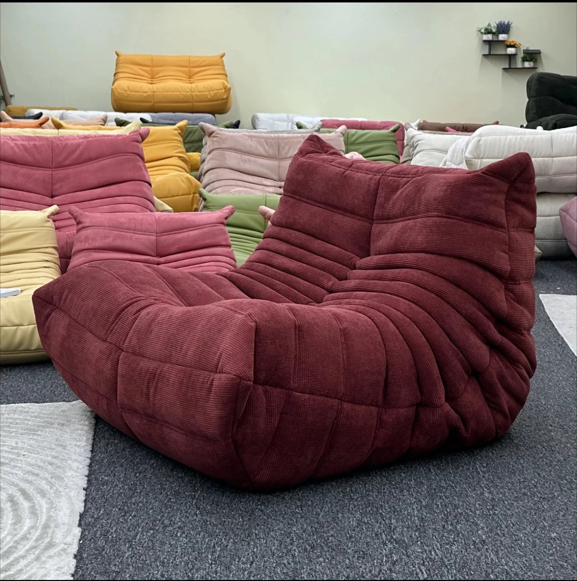 Lazy sofa, togo caterpillar sofa, light luxury, simple Internet celebrity creative chair, suede freehand space recliner