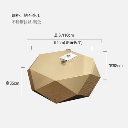 Modern Minimalist Luxury Diamond Stainless Steel Coffee Table Living Room Furniture Shaped  Center Table Tea Table Escritorios