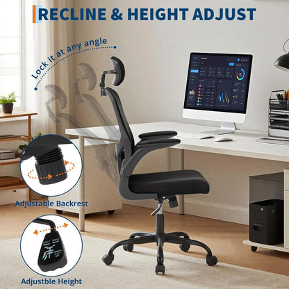 Office Computer Desk Chair Ergonomic Office Chair High-Back Mesh Home Office Chair With Adjustable Headrest And Lumbar Support