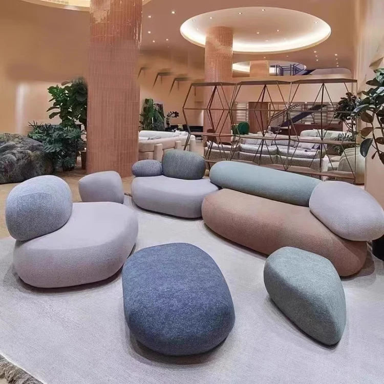 Italian Modern Minimalist Cobblestone Flat Sofa Light Luxury Cream Creative Combination for Living Room Reception Area Soft