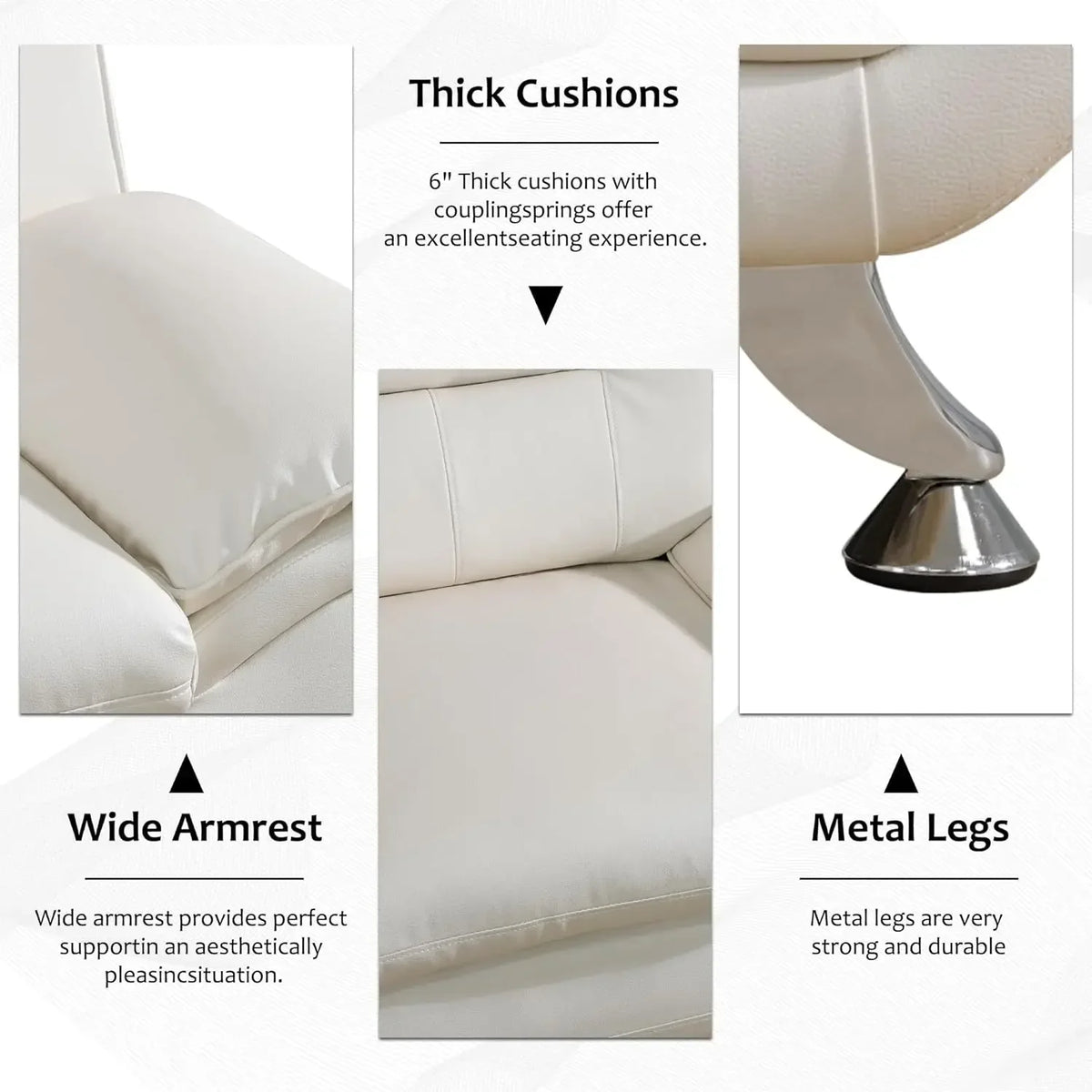 [Best Seller!]3 Piece Living Room Couch Set, Faux Leather Sofa Set, Modern Sofa Couch Set Living Room Furniture (Sofa+Loveseat+C