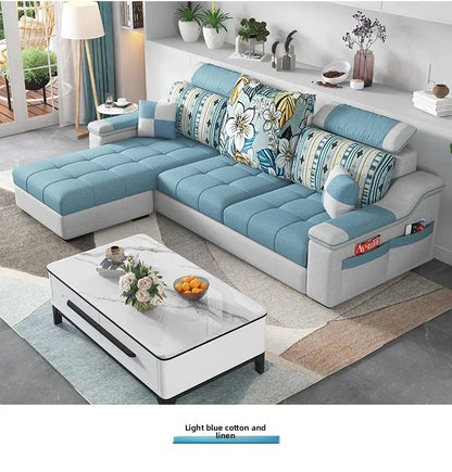 Modern minimalist Nordic fabric sofa with recliner family small apartment hotel living room bedroom