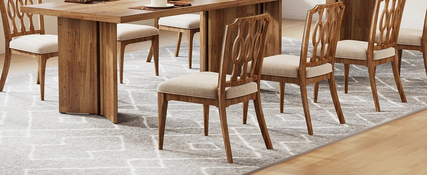 63-inch Dining Table for 4-6, Farmhouse Kitchen Table with Large Tabletop, Rectangular Eating Table for Dining Room, Living Room