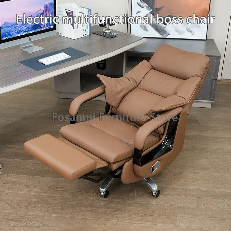 Electric Comfortable Boss Executives Office Chair Leather Reclining Soft Home Computer Chairs Ergonomic Gaming Desk Swivel Chair