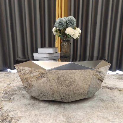 Modern Minimalist Luxury Diamond Stainless Steel Coffee Table Living Room Furniture Shaped  Center Table Tea Table Escritorios