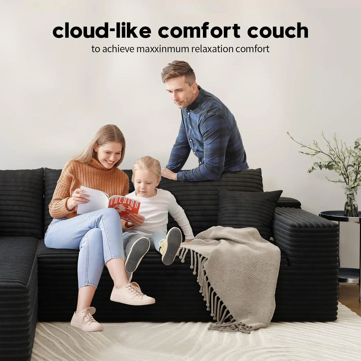 Wholesale L Shaped Cloud Couch 107 Inch Plush Sectional Sofa with Chaise Minimalist Living Room Furniture