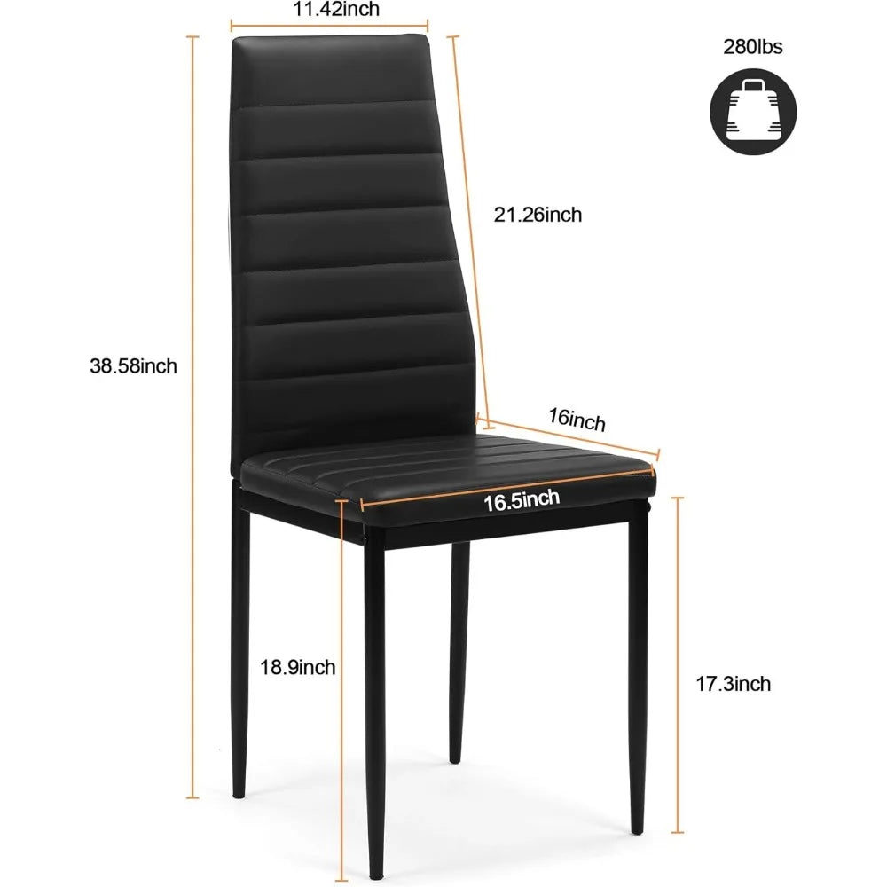 White Modern PU Dining Chairs Set of 4 - Waterproof Fabric, Silver Chrome Legs, Compact Design for Kitchen and Dining Area