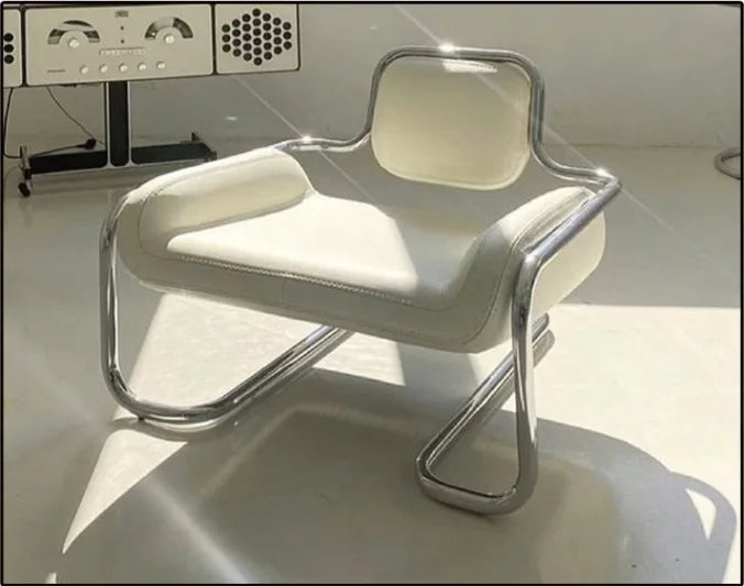 Nordic designer stainless steel embossed modeling stool balcony leisure chair personalized backrest sofa chair hotel lobby