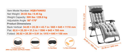 SucceBuy Zero Gravity Chair Zero Gravity Recliner Lounge Chair Adjustable Anti Gravity Chair with Cushion Footrest and Cupholder