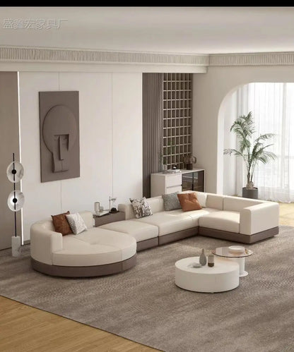 Modern simple straight corner cotton and linen round concubine modern living room sofa