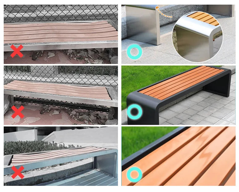 Park Garden Bench Urban Furniture Park Benches Outside Custom Seat Wood Sitting Plastic Wood Outdoor Wooden Bench