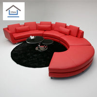 Living room Sofa set Simple curved Shaped meeting room leather sofa  furniture couch