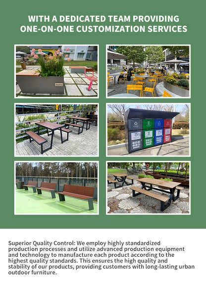 Banc de centre commercial de qualité commerciale, siège public personnalisé élégant, banc extérieur en acier galvanisé de qualité supérieure avec dossier