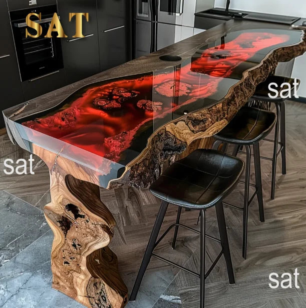 Walnut Kitchen Home Furniture Factory Direct Cafe Coffee Solid Restaurant River Epoxy Dining Table