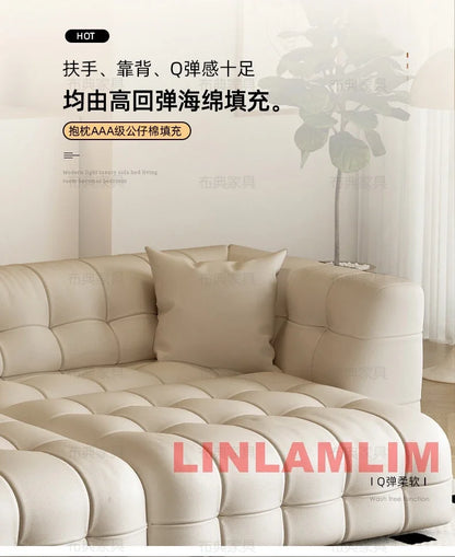 Linlamlim Multifunctional Convertible Sofa Bed, Modern Genuine Leather Folding Marshmallow Couch Cama Living Room Home Furniture