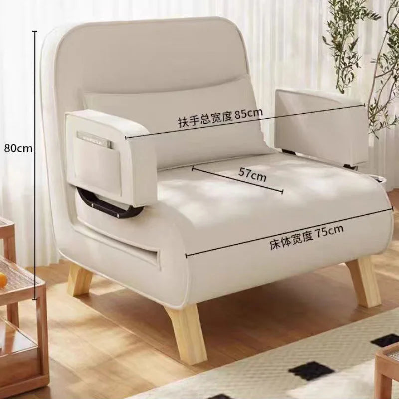Dual-use, living room, small apartment, single, double, multi-person, solid wood legs, sofa, lazy, foldable, multi-functional