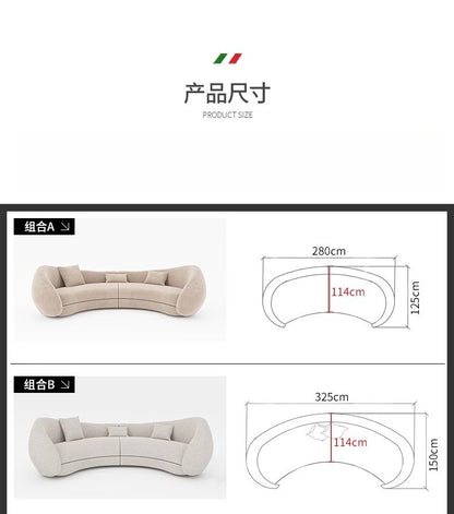 Moon sofa semi-circular living room French lamb wool fabric sofa designer