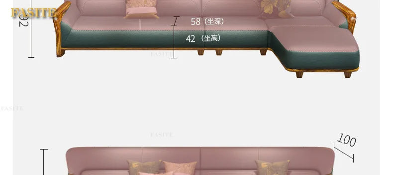 Leather sofa combination home living room corner first layer cowhide modern new Chinese furniture