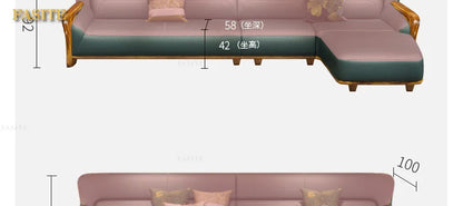 Leather sofa combination home living room corner first layer cowhide modern new Chinese furniture