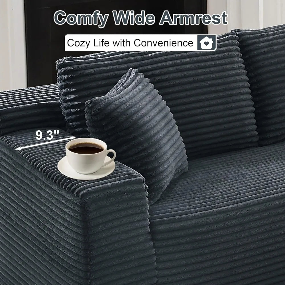Boneless Cloud Sectional Couches for Living Room, L Shaped Sofa with Deep Seat & Left Chaise, Fluf