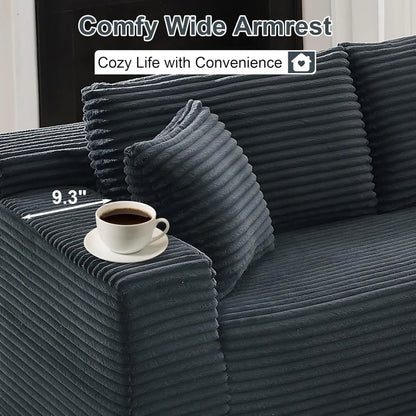 Boneless Cloud Sectional Couches for Living Room, L Shaped Sofa with Deep Seat & Left Chaise, Fluf