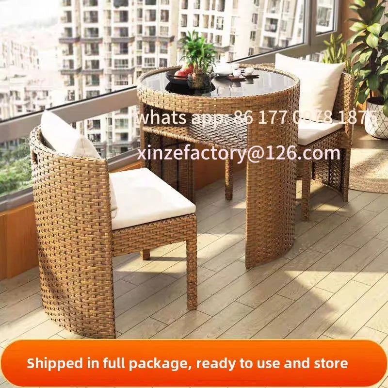 Customizable Balcony Courtyard Leisure Table and Chair Combination Rattan Chair Three Piece Set Tea Imitation Rattan Chair Tea