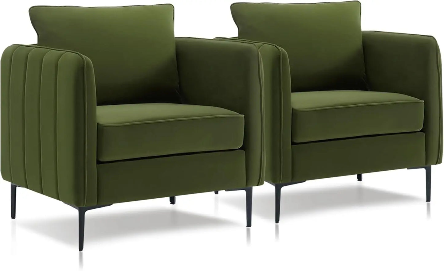 Velvet Accent Chairs Set of 2, Modern Upholstered Sofa Chair, Comfy Armchair with Thick Cushion & Metal Legs, Customized