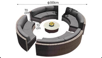 Outdoor sofa combination garden terrace leisure rattan circular courtyard outdoor open-air rattan chair sun room rattan sofa