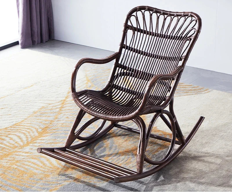 Modern Rattan Swing Chair Multi-Scene Recliner Living Room Balcony Lazy Sofa Vacation Rental Portable Leisure Seat